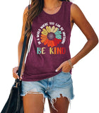 In A World Where You Can Be Anything Be Kind Chemise sans manches pour femme Débardeur tournesol