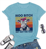 Women Moo Bitch Get Out The Hay T-Shirt Heifer Graphic Shirt
