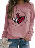 Happy Valentines Day Sweat Femme Buffalo Plaid Mignon Coeur Chemise