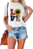 Chemise d'amour drapeau américain pour femmes, t-shirts du jour de l'indépendance du 4 juillet