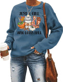 Damen Sweatshirt „Just A Girl Who Loves Fall“ mit langen Ärmeln und Grafik