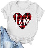 Women Buffalo Plaid Love T-Shirt Valentine's Day Shirt