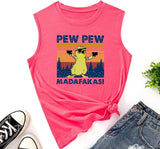Pew Pew Madafakas Tank Top für Frauen, lustiges Pew Pew Katzenshirt