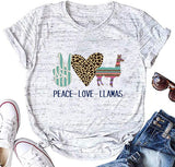 Damen Peace Love Lamas T-Shirt Lama Shirt