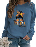 Thanksgiving Mom Gift Sweatshirt Women One Thankful Mama Graphic Shirt