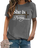 Women Christian T Shirt She is Strong Shirt Proverbs 31 25 Tees