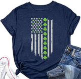 T-shirt pour femme, drapeau américain, trèfle, trèfle, St Patricks Day