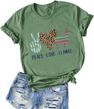 Damen Peace Love Lamas T-Shirt Lama Shirt