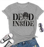 T-shirt rétro Dead Inside Skull pour femmes, chemise graphique avec crâne