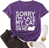 T-Shirt drôle pour femmes, désolé, je suis en retard, mon chat était assis sur moi