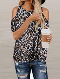 T-Shirt à épaules dénudées pour femmes, imprimé léopard, guépard, motif zèbre, tunique léopard
