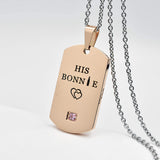 NEHZUS Mens Womens Stainless Steel Necklace Pendant Tag Jewelry Gift for Couple Personalized Name Matching Necklaces Set for Him and Her