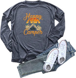 Damen Happy Camper Camping Wandern Reisehemd Langarmbluse