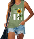 4. Juli Flagge Geschenk Tank Tops Frauen USA Flagge Blume Shirt