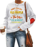 Women Long Sleeve with Heart Print Don't Piss Off Old People Sweatshirt Vintage Sweater