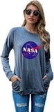 Vintage NASA Gift Shirt Women NASA Space Long Sleeve Graphic Blouse with Pockets