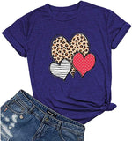 T-shirt coeur à rayures léopard et à pois pour femme