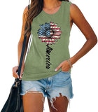Amerika Sonnenblume Tank für Frauen USA Flagge Blume Freiheit Unabhängigkeit Shirt