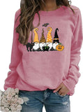 Damen Schwarze Katze Gnome Kürbis Fledermaus Halloween Kostüm Sweatshirt