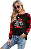 Frauen Mama Claus Weihnachten Mutter Hemd Langarm Buffalo Plaid Mode Tops