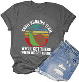 Women Snail Running Team T-Shirt Funny Snail Graphic Shirt