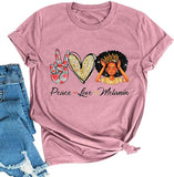 Frauen Frieden Liebe Melanin T-Shirt Melanin Grafik T-Shirt Afro Frau T-Shirt