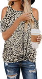 T-Shirt à épaules dénudées pour femmes, imprimé léopard, guépard, motif zèbre, tunique léopard
