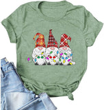 Women Buffalo Plaid Christmas Gnomes T-Shirt