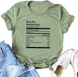 T-Shirt Afro pour femmes, fille noire, faits nutritionnels