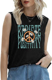 Radiate Positivity Sleeveless Shirt for Women Floral Tank Shirt Peace Love Radiate Positivity Daisy Shirt