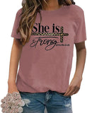 Women Christian T Shirt She is Strong Shirt Proverbs 31 25 Tees