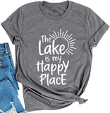 Women The Lake is My Happy Place T-Shirt Lake Life Shirt