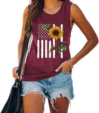 4. Juli Flagge Geschenk Tank Tops Frauen USA Flagge Blume Shirt