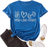 Damen Peace Love Fitness Shirt Fitnessshirts