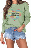 Damen Sweatshirt mit Aufschrift „Kindheit, Liebe, Herz“, langärmelig