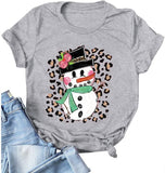 Women Cute Snowman T-Shirt Christmas Shirt