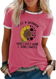 Wein Sonnenblume T-Shirt Nur eine Frau, die liebt Wein und Sonnenblumen T-Shirts