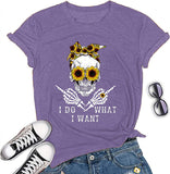 Frauen ICH Tun Was ICH Wollen Schädel T-Shirt Sonnenblume Sonnenbrille Schädel Shirt