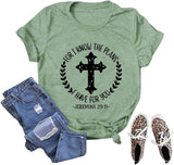 Christliches T-Shirt für Frauen mit der Aufschrift „Ich kenne die Pläne, die ich für dich habe“