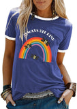 Always Bee Kind Shirt Women Inspirational Rainbow Short Sleeve T-Shirt