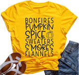 Bonfires Pumpkin Spice Sweaters S'Mores Flanelles T-Shirt Femme