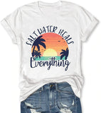 T-Shirt mit Aufdruck „Salt Water Heal Everything“ für Damen