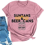 Damen Sonnenbräune &amp; Bierdosen T-Shirt Bier Shirt