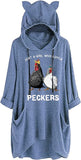 Pecker-Shirt für Frauen „Just A Girl Who Loves Peckers“ Strick-Kapuzenpullover mit 3/4-Ärmeln und Taschen