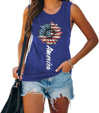 Amerika Sonnenblume Tank für Frauen USA Flagge Blume Freiheit Unabhängigkeit Shirt