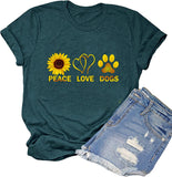 Femmes Peace Love Dogs T-Shirt Chien Maman Chemise