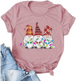 Women Buffalo Plaid Christmas Gnomes T-Shirt