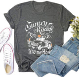 Country Roads Take Me Home T-Shirt for Women Old Vintage Truck T-Shirt