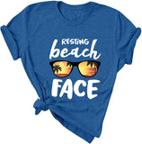 Women Resting Beach Face T-Shirt Women Beach Graphic Shirt Summer Beach Shirt
