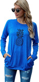 Women Pineapple Shirt Long Sleeve Graphic Blouse with Pockets